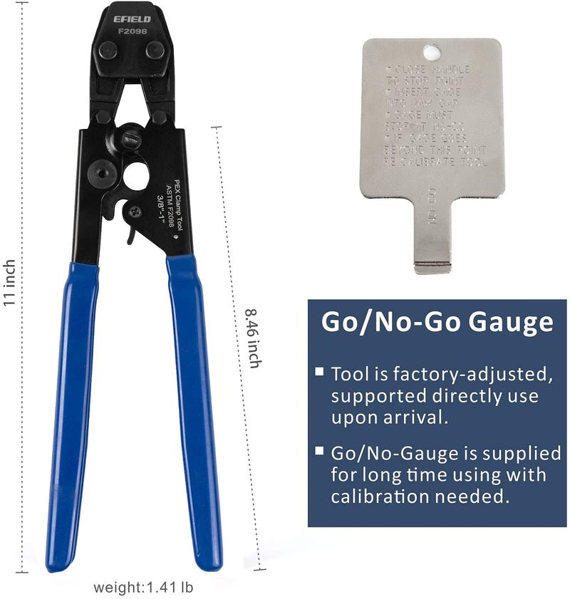 EFIELD Pex Cinch Clamp/Ear Hose Clamps Crimping Tool for Stainless Steel Clamps Sizes from 3/8" to 1" with Metal Pipe Cutter 20pcs 1/2" and 10 pcs 3/4" Clamps Suit all US F2098 Standards,(TOOL003) - Image 2